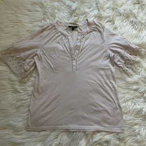 Lauren Ralph Lauren Cream Blouse with Lace Accents